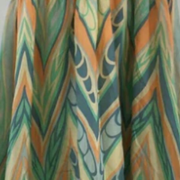 Anthropologie Lil India Green Blue Orange Chevron Silk Midi Dress Size 10 EUC - Picture 2 of 2